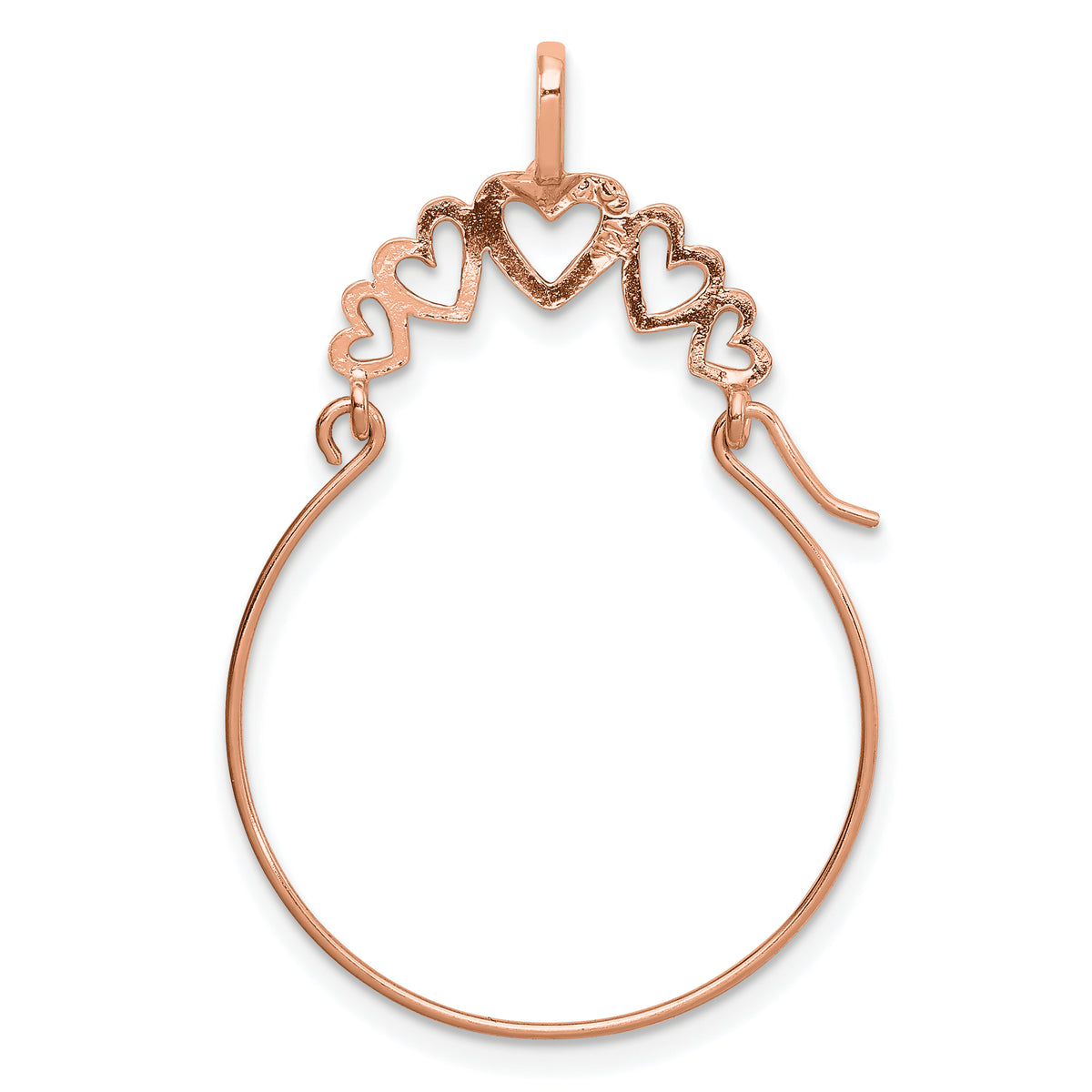 14k Gold Polished 5-Heart Charm Holder Pendant, view 3 - 14k Rose Gold
