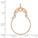 14k Gold Polished 5-Heart Charm Holder Pendant, shown with a ruler for scale - 14k Rose Gold