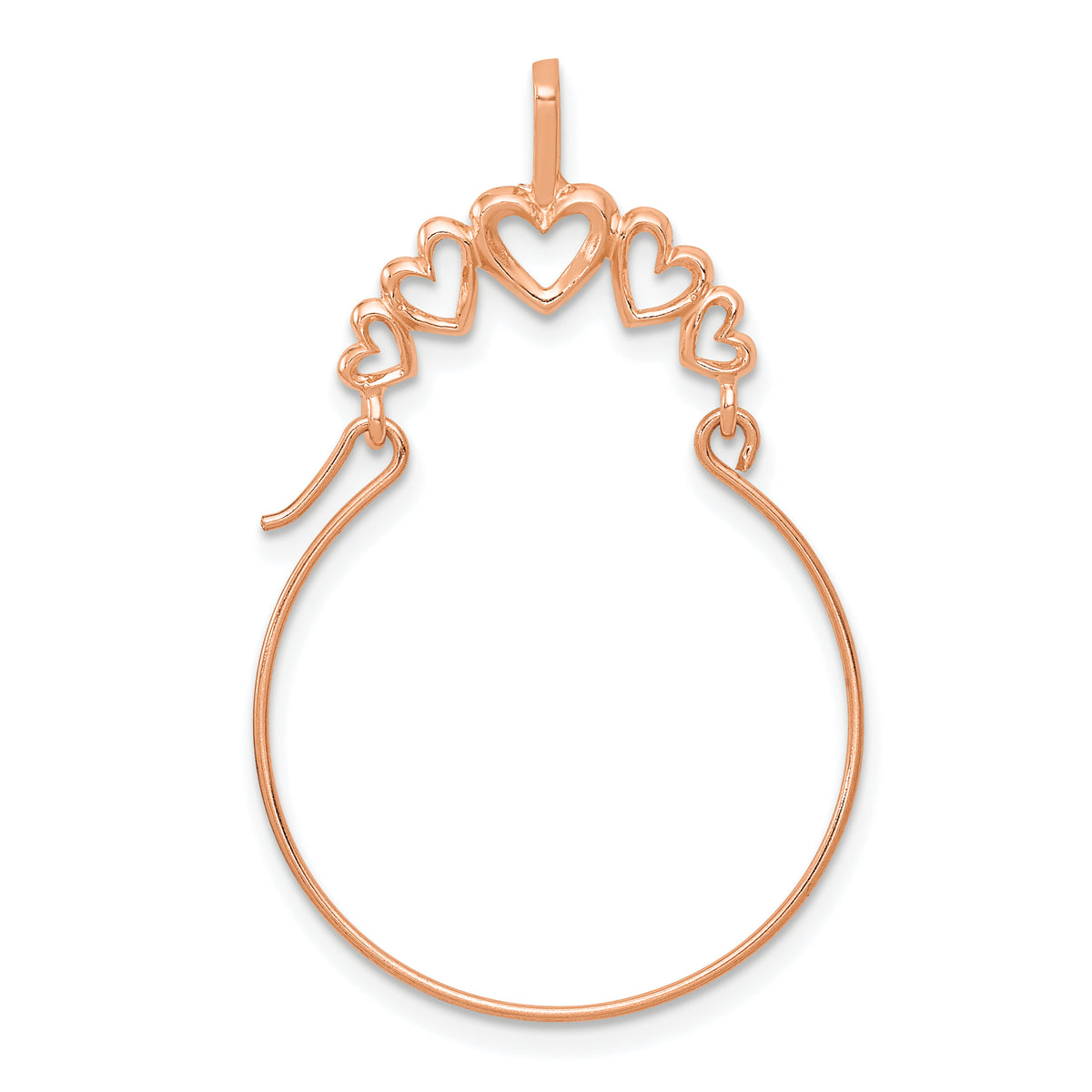 14k Gold Polished 5-Heart Charm Holder Pendant - 14k Rose Gold