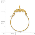 14k Yellow Gold Polished Floral Charm Holder Pendant, shown with a ruler for scale