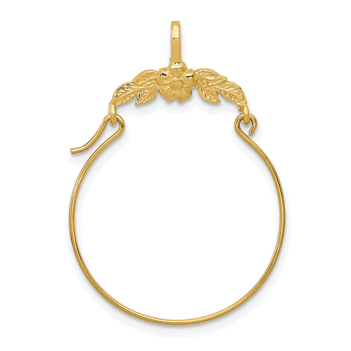 14k Yellow Gold Polished Floral Charm Holder Pendant