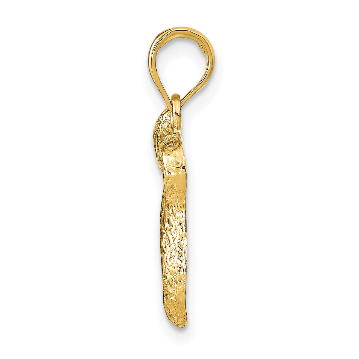 Gold Textured Chai Pendant - 14k Yellow Gold / 18 x 16 mm
