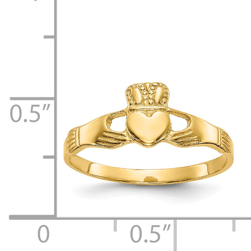 Gold Polished Claddagh Ring - 14k Yellow Gold