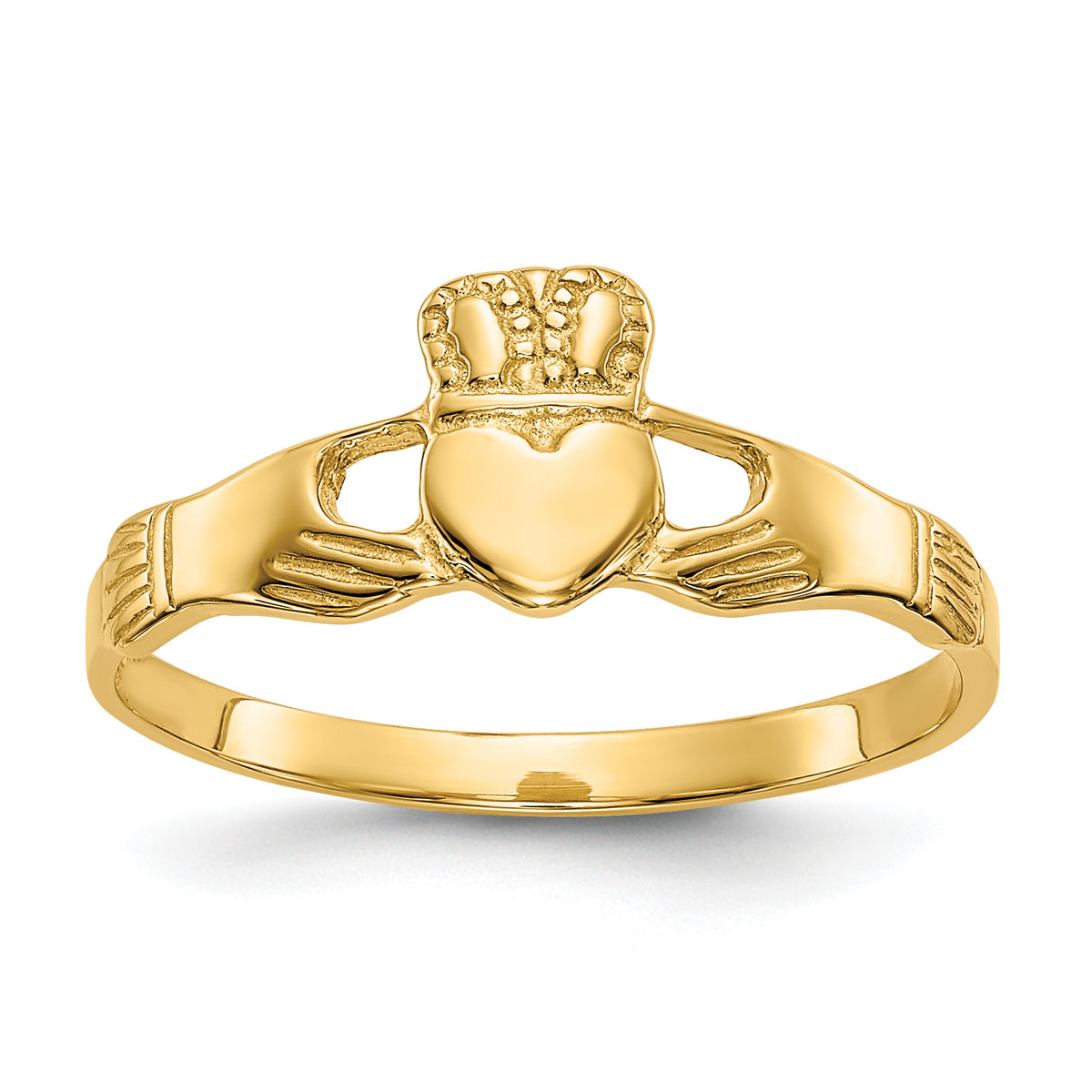 Gold Polished Claddagh Ring - 14k Yellow Gold