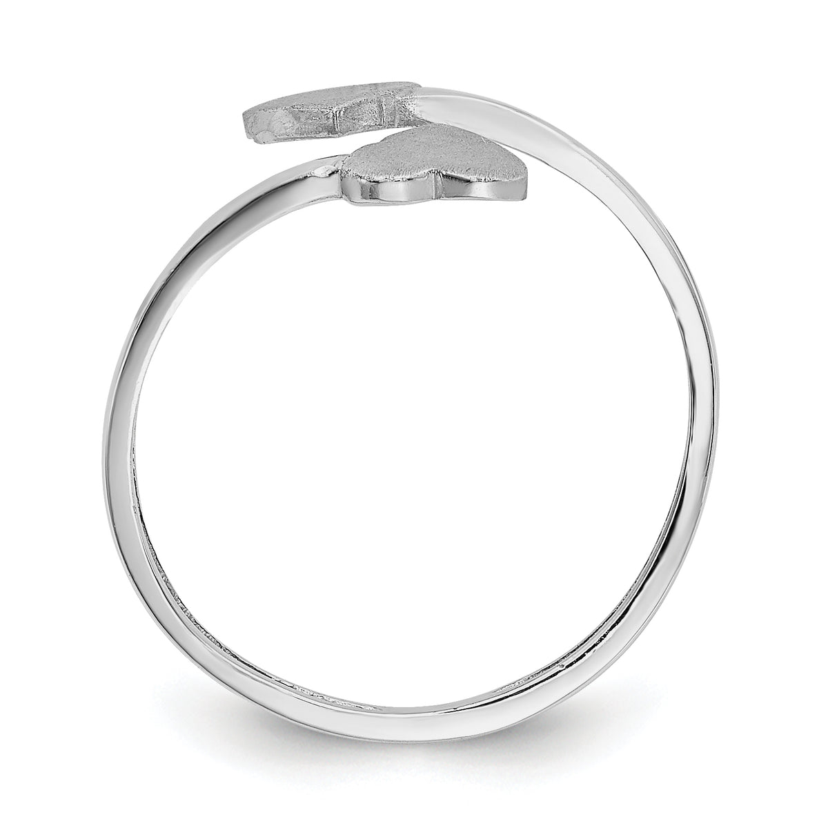 Gold Polished Bypass Heart Toe Ring - 14k White Gold