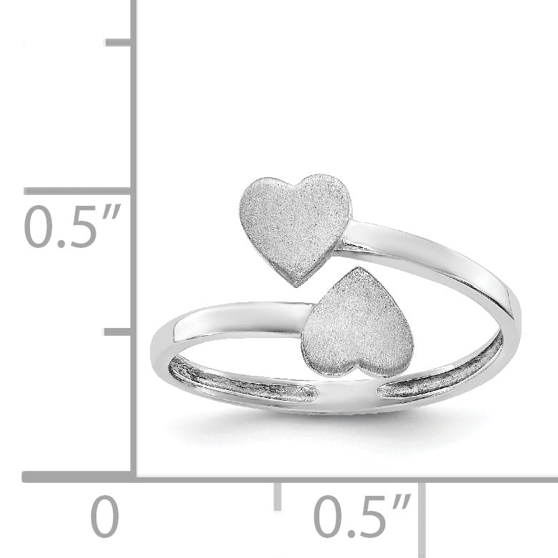 Gold Polished Bypass Heart Toe Ring - 14k White Gold