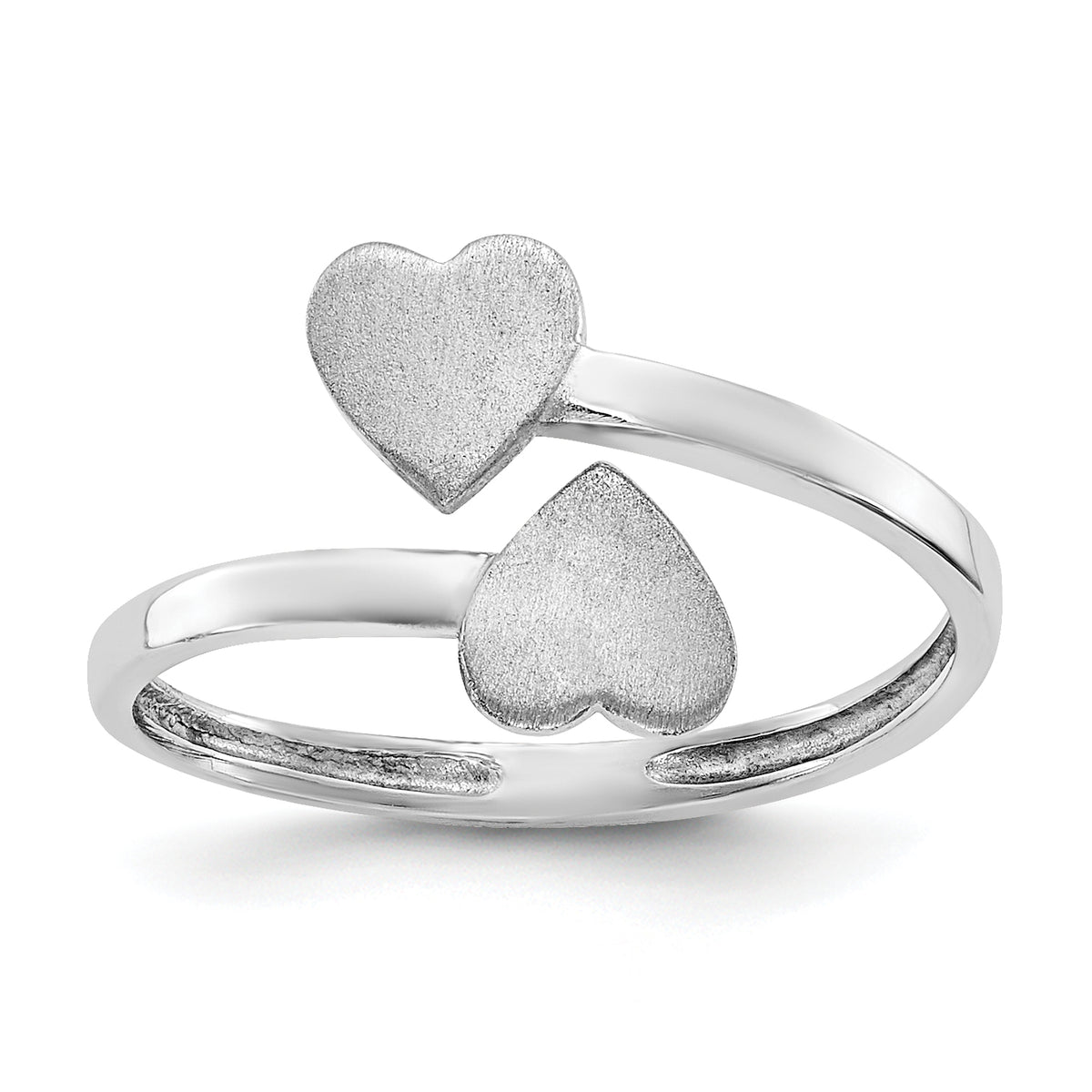 Gold Polished Bypass Heart Toe Ring - 14k White Gold