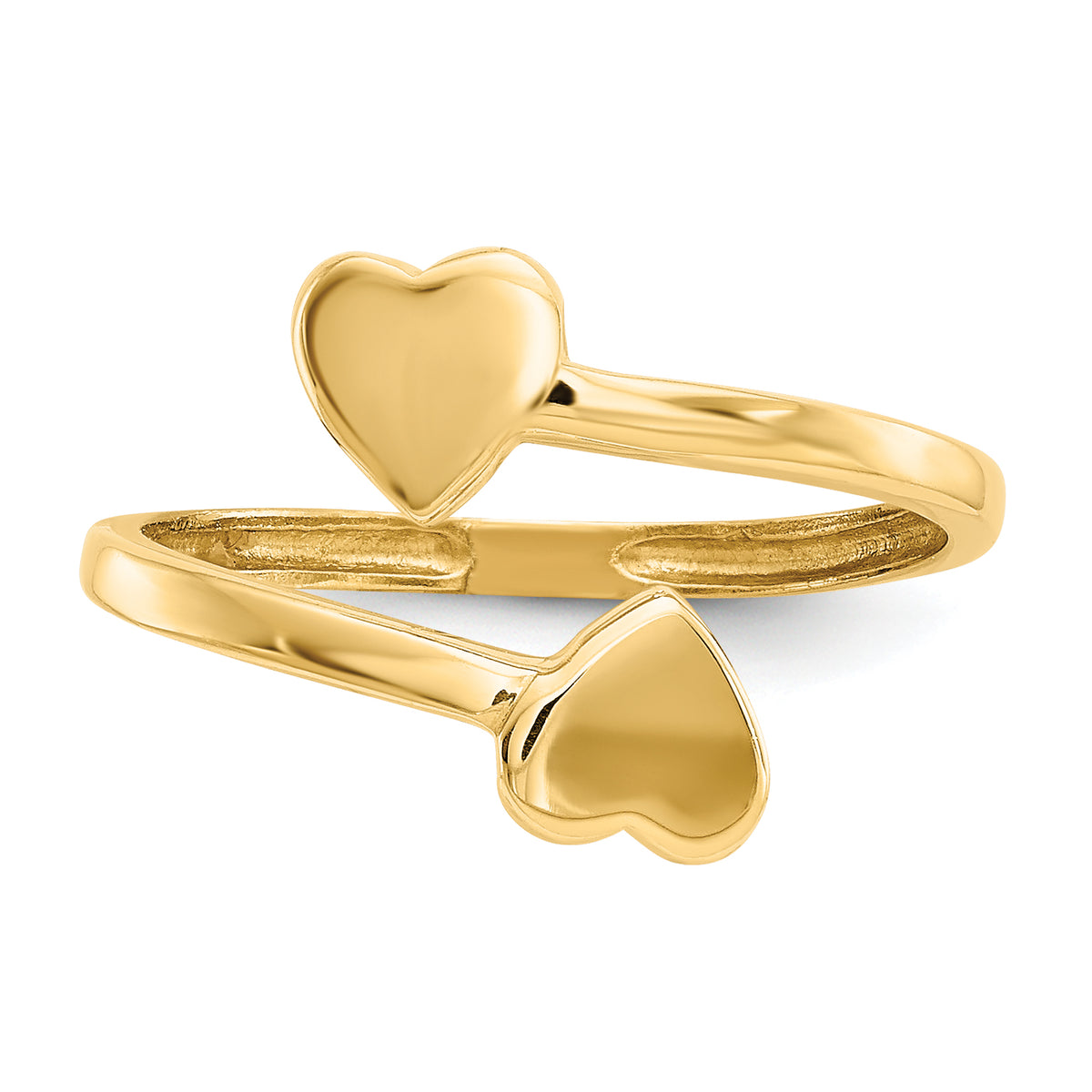 Gold Polished Bypass Heart Toe Ring - 14k Yellow Gold