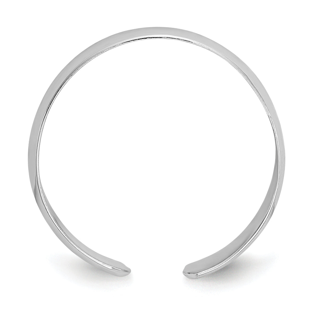High Polished 2.5mm Band Toe Ring - 14k White Gold