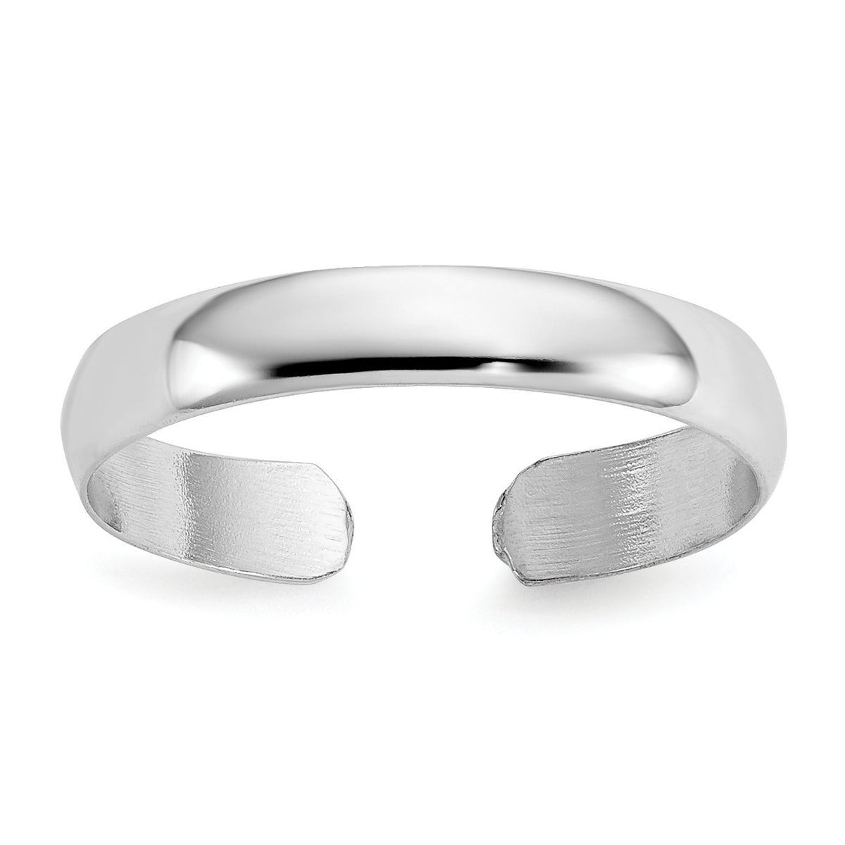 High Polished 2.5mm Band Toe Ring - 14k White Gold
