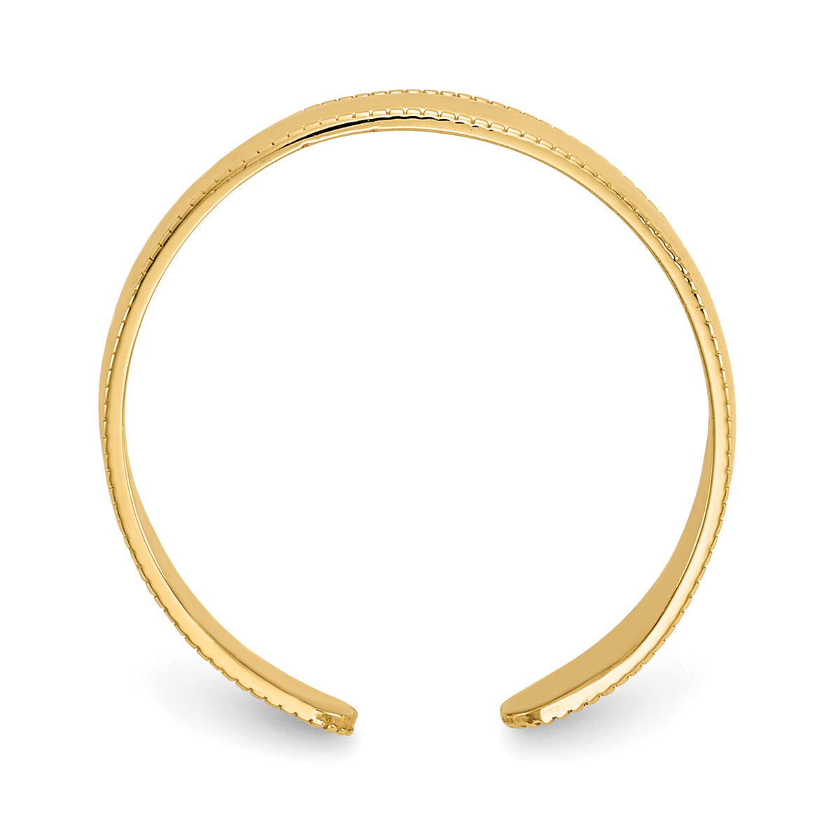 Gold Polished and Beaded Toe Ring - 14k Yellow Gold