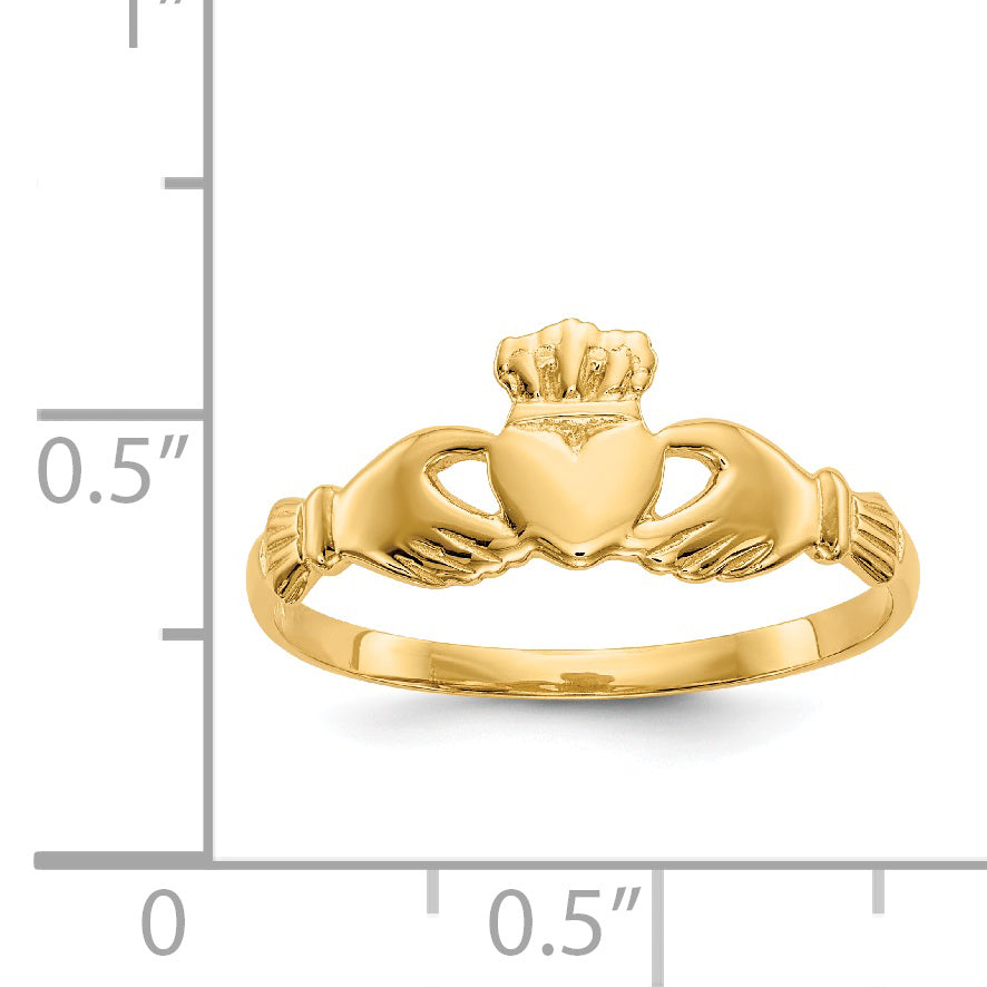 Polished Ladies Claddagh Ring - 14k Yellow Gold