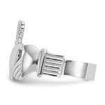 Polished Mens Claddagh Ring - 14k White Gold