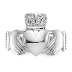 Polished Mens Claddagh Ring - 14k White Gold