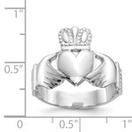 Polished Mens Claddagh Ring - 14k White Gold