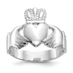 Polished Mens Claddagh Ring - 14k White Gold
