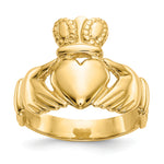 Polished Mens Claddagh Ring - 14k Yellow Gold