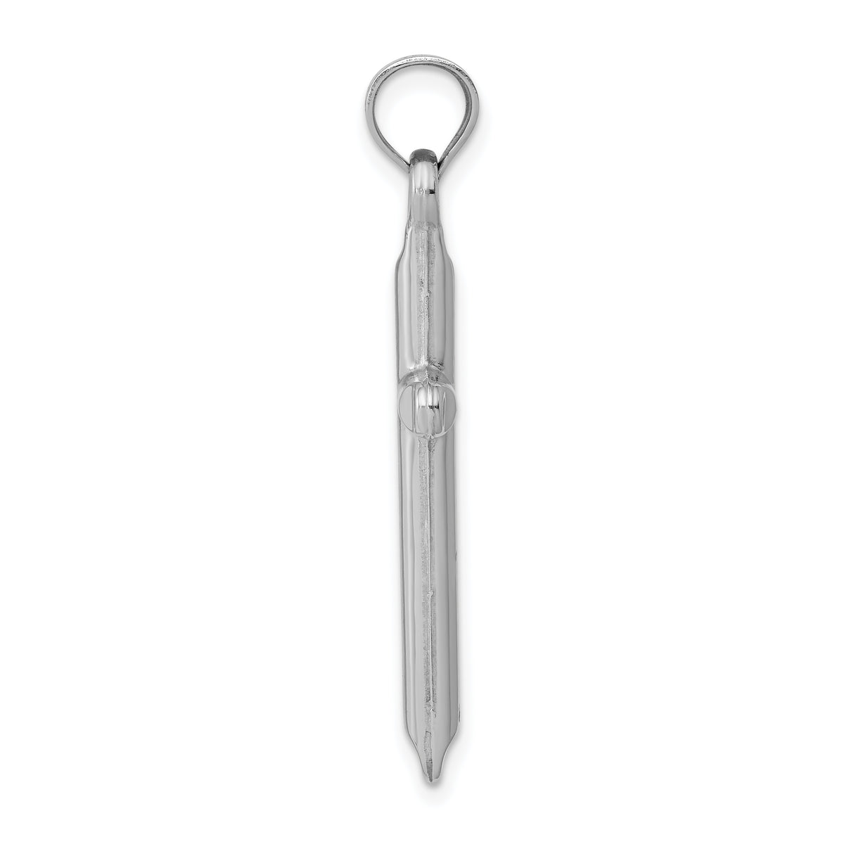 Polished Hollow Cross Pendant - 14k White Gold / Polished, Satin Back / N/A, 34x17mm