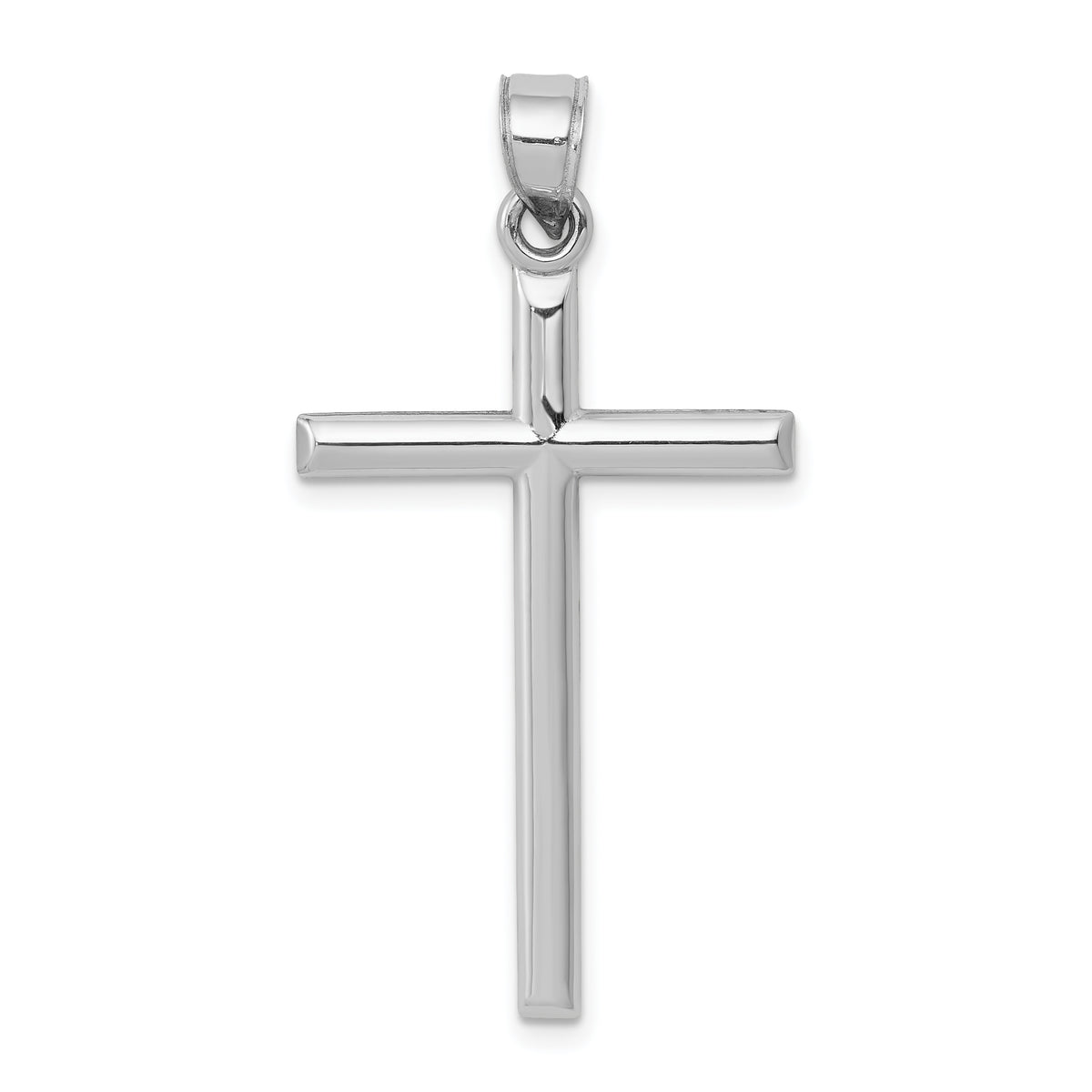 Gold Hollow Latin Cross Pendant - 14k White Gold