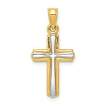 14k Gold and White Rhodium Cross Pendant