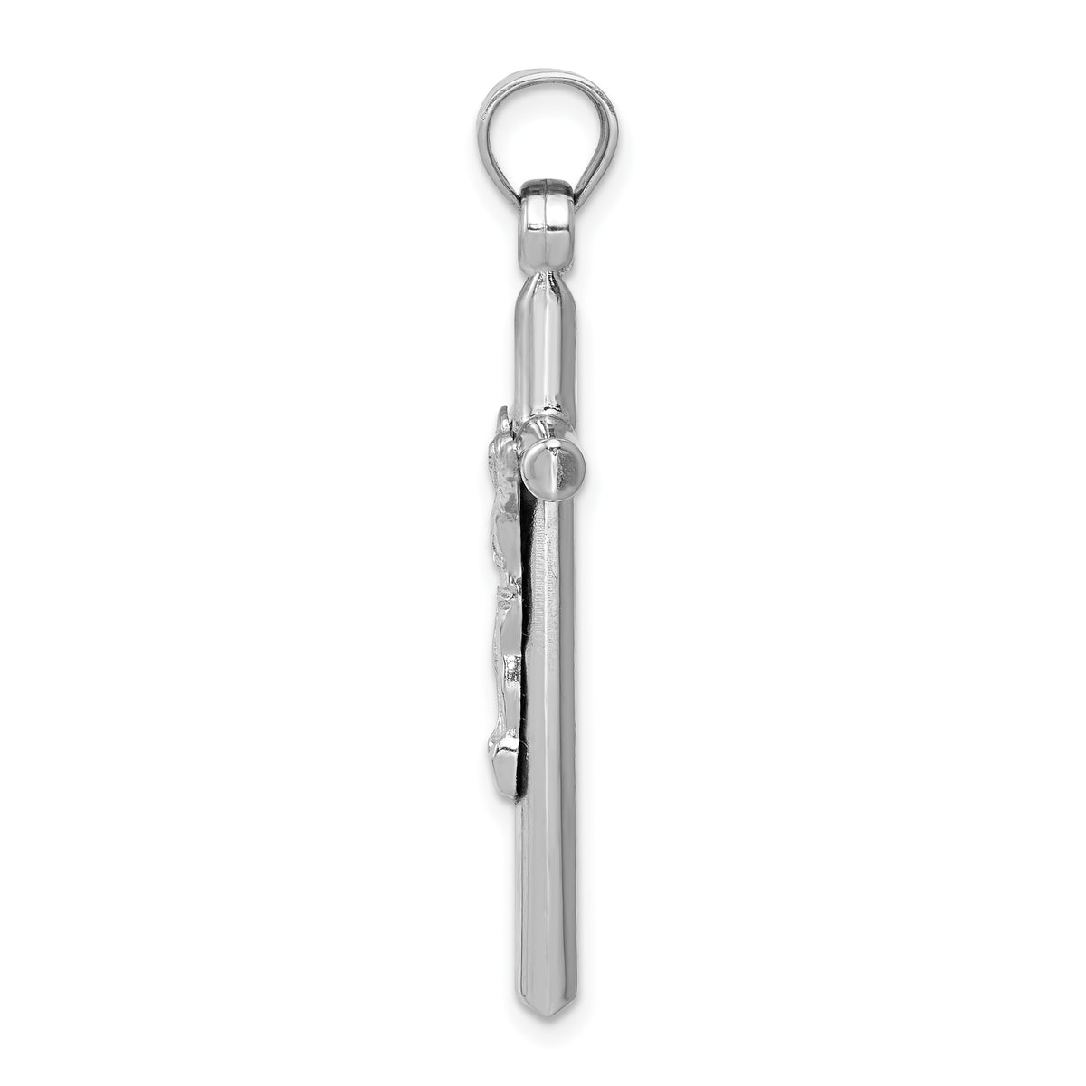 Two-tone Hollow Crucifix Charm - 14k White Gold