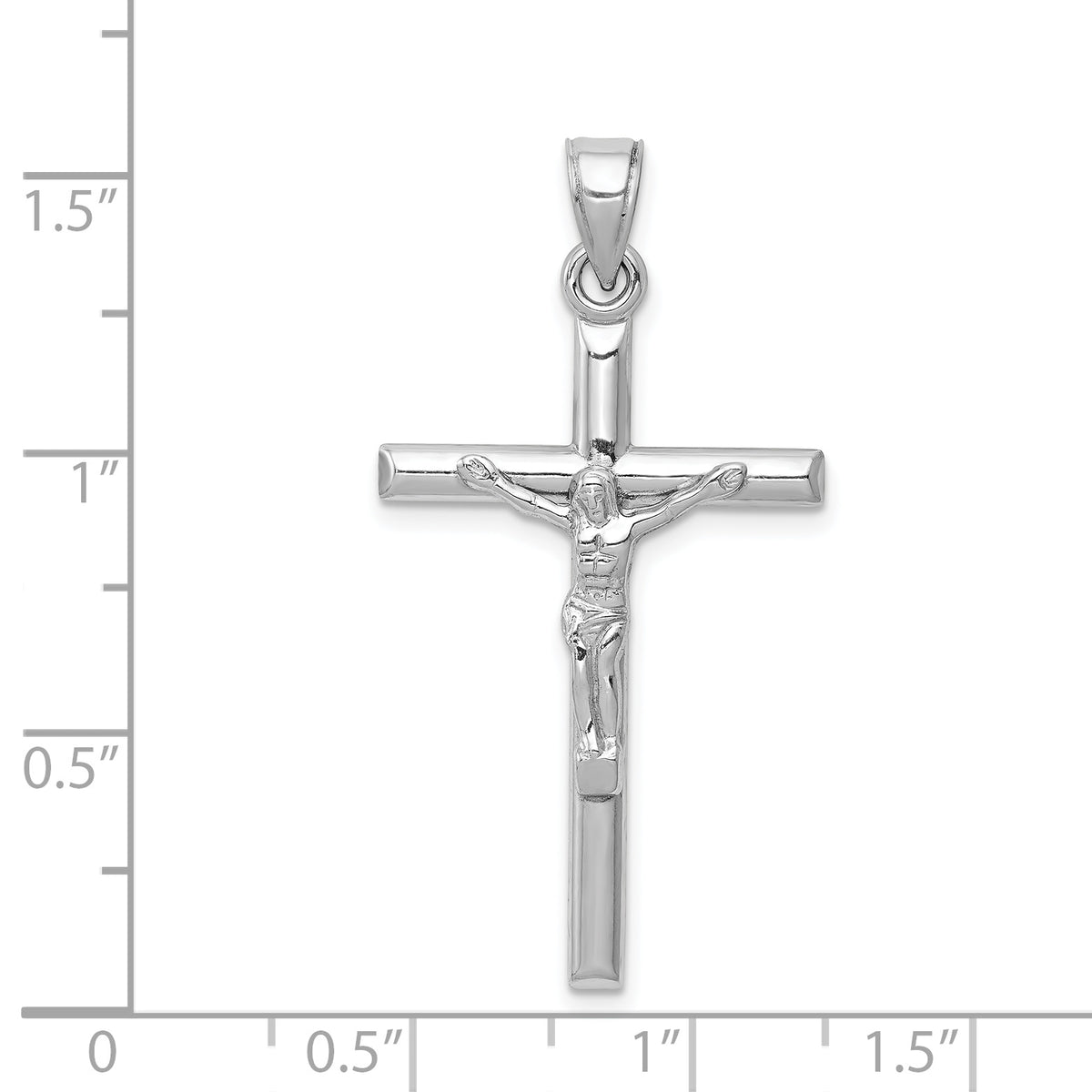 Two-tone Hollow Crucifix Charm - 14k White Gold
