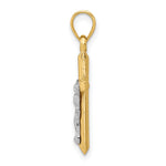 Two-tone Hollow Crucifix Charm - 14k Two-tone