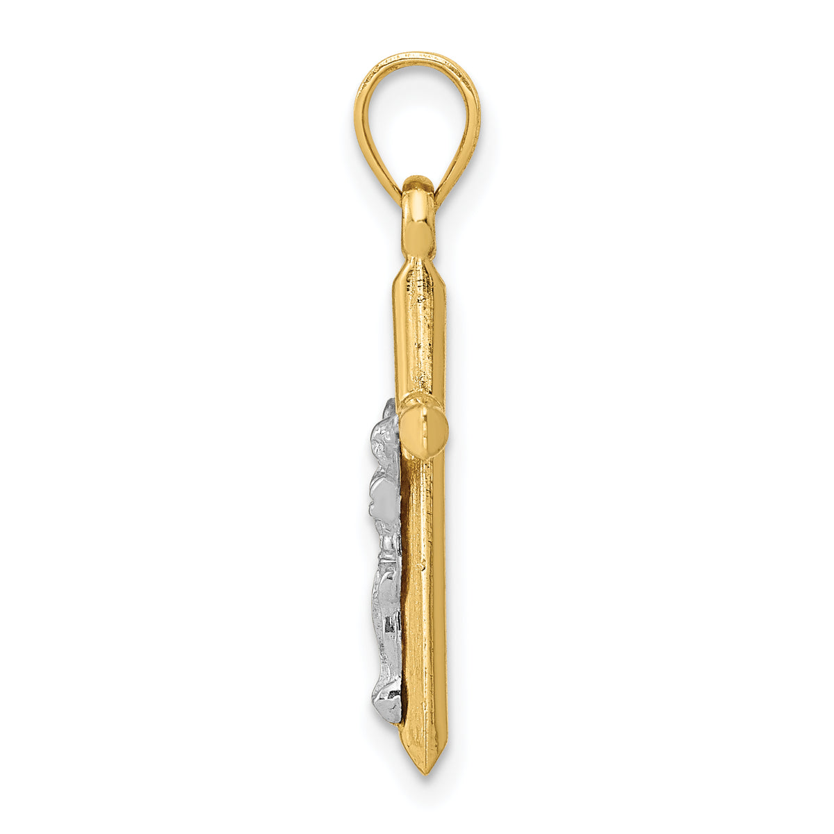 Two-tone Hollow Crucifix Charm - 14k Two-tone