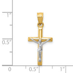 Two-tone Hollow Crucifix Charm - 14k Two-tone