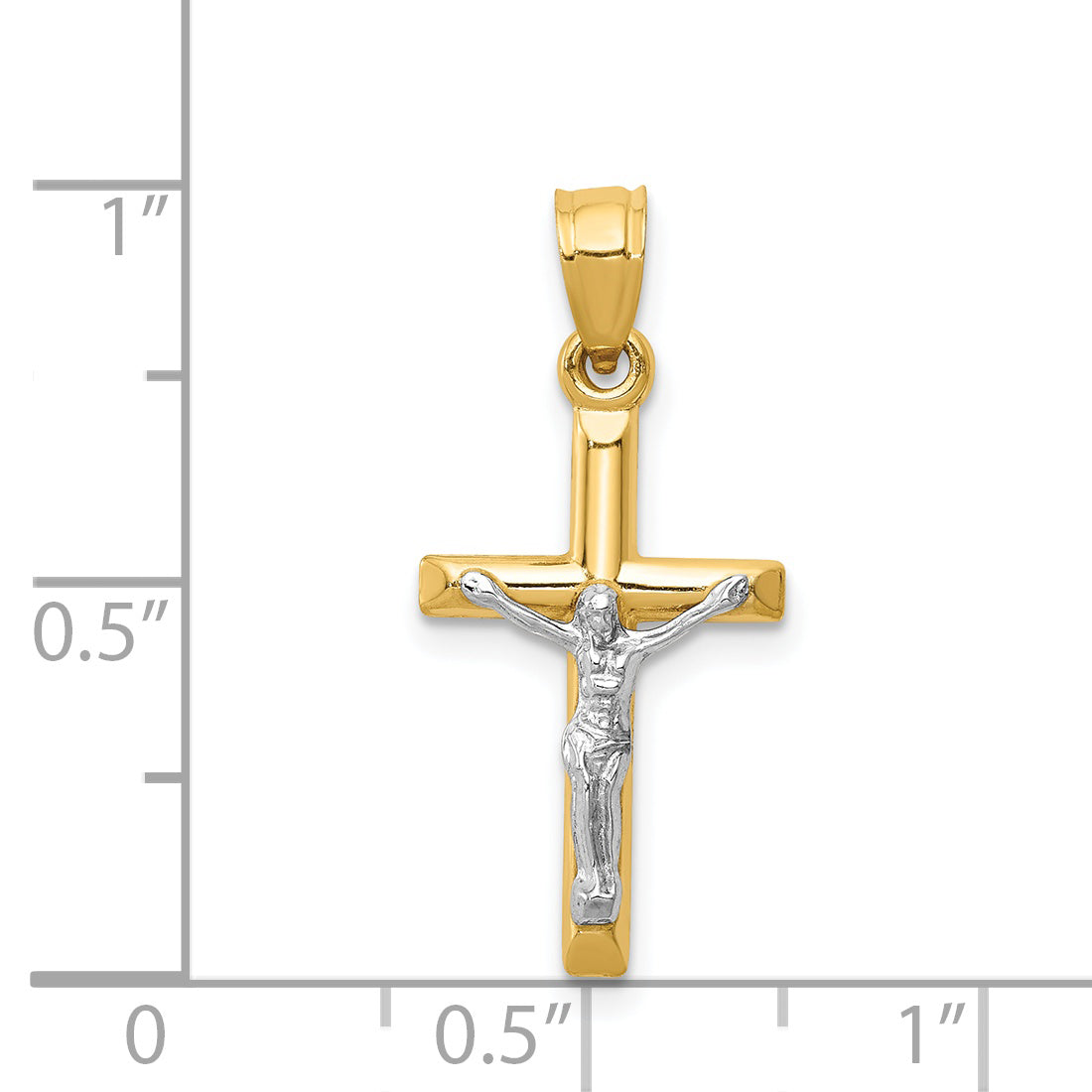 Two-tone Hollow Crucifix Charm - 14k Two-tone