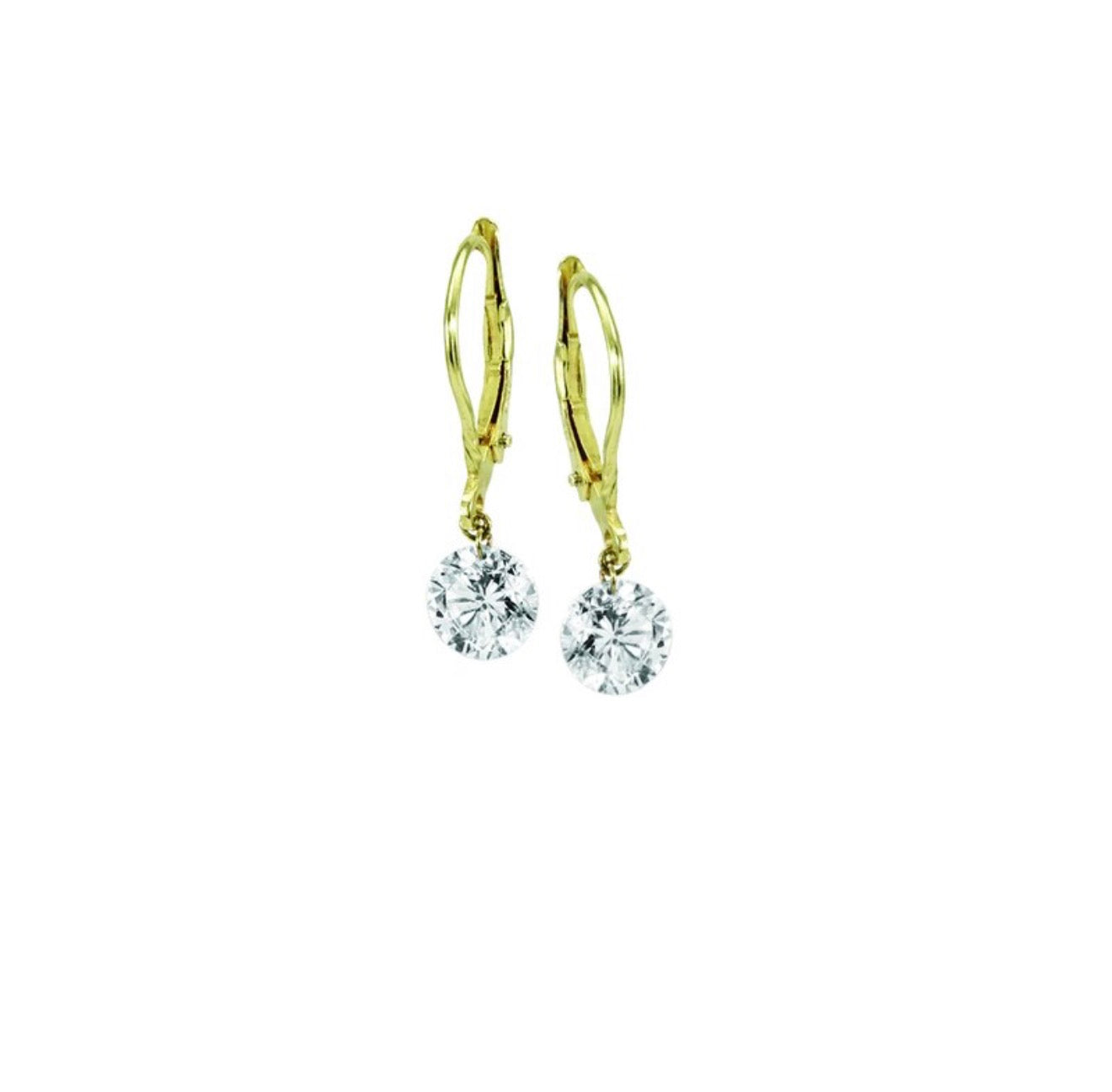 2.00 Ctw 14Kt White Gold Solitaire Drill Hoop Earrings