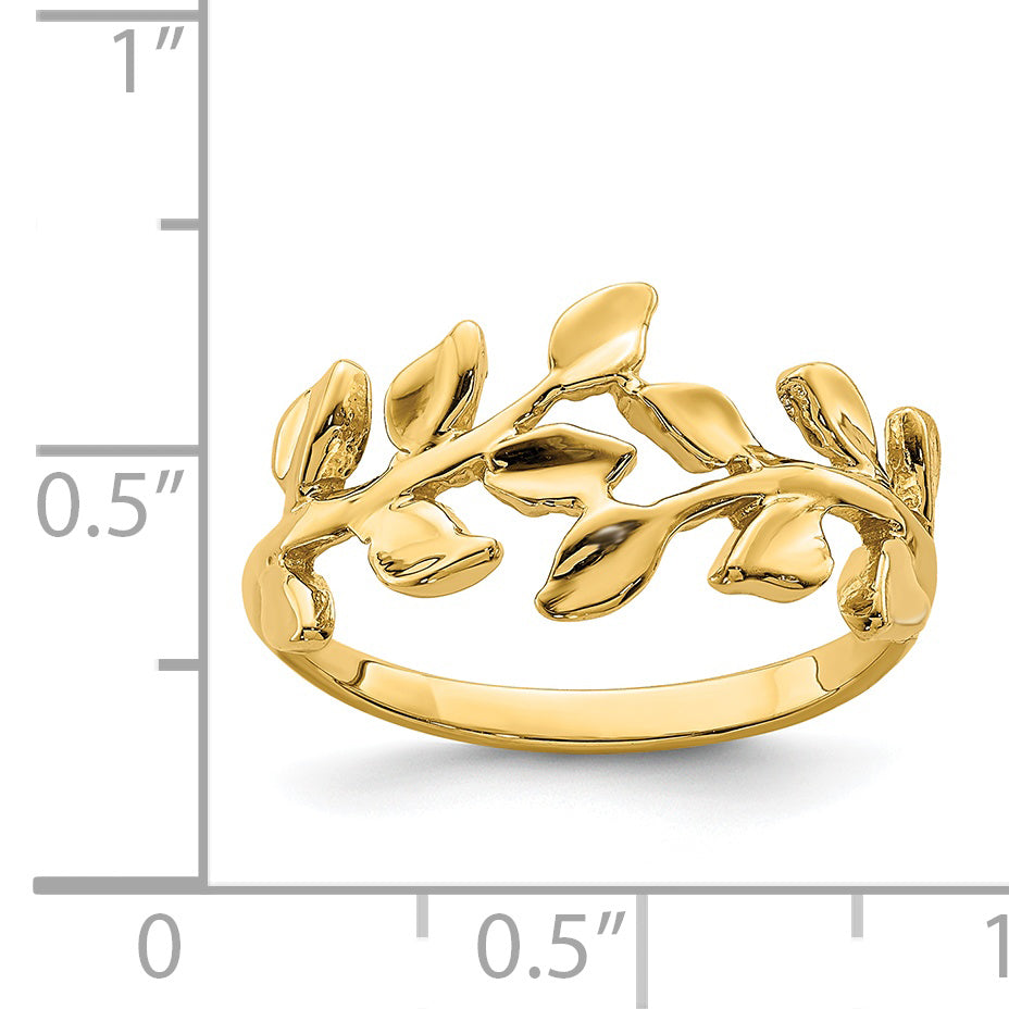 Gold Polished Vine Ring - 14k Yellow Gold