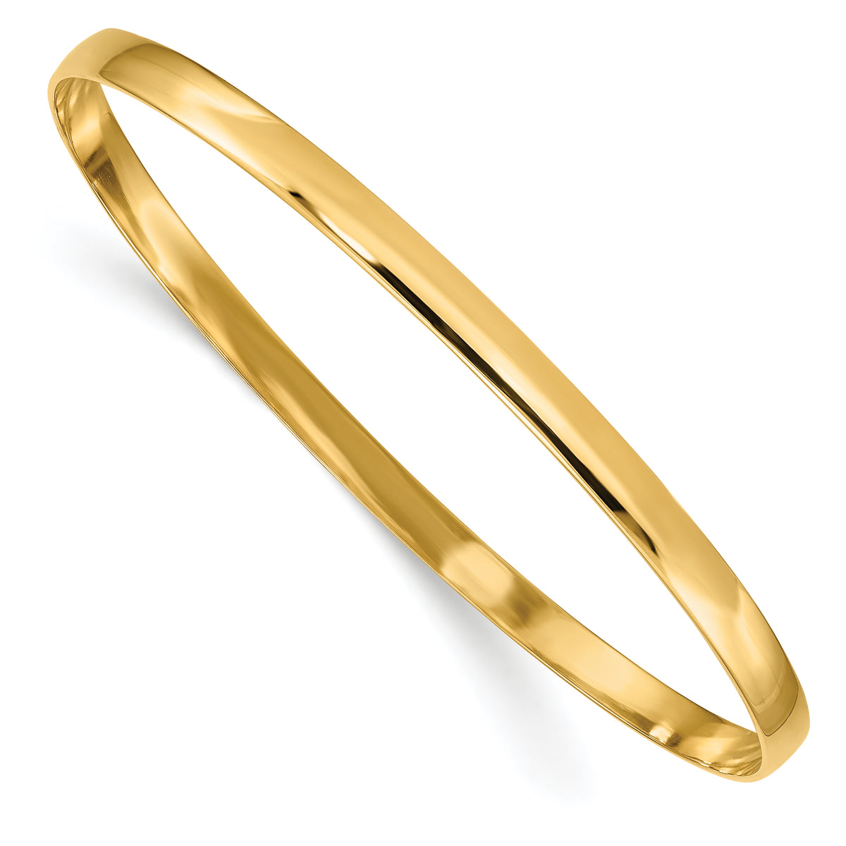 14k Yellow Gold 4mm Solid Polished Half-Round Slip-On Round Bangle Bracelet