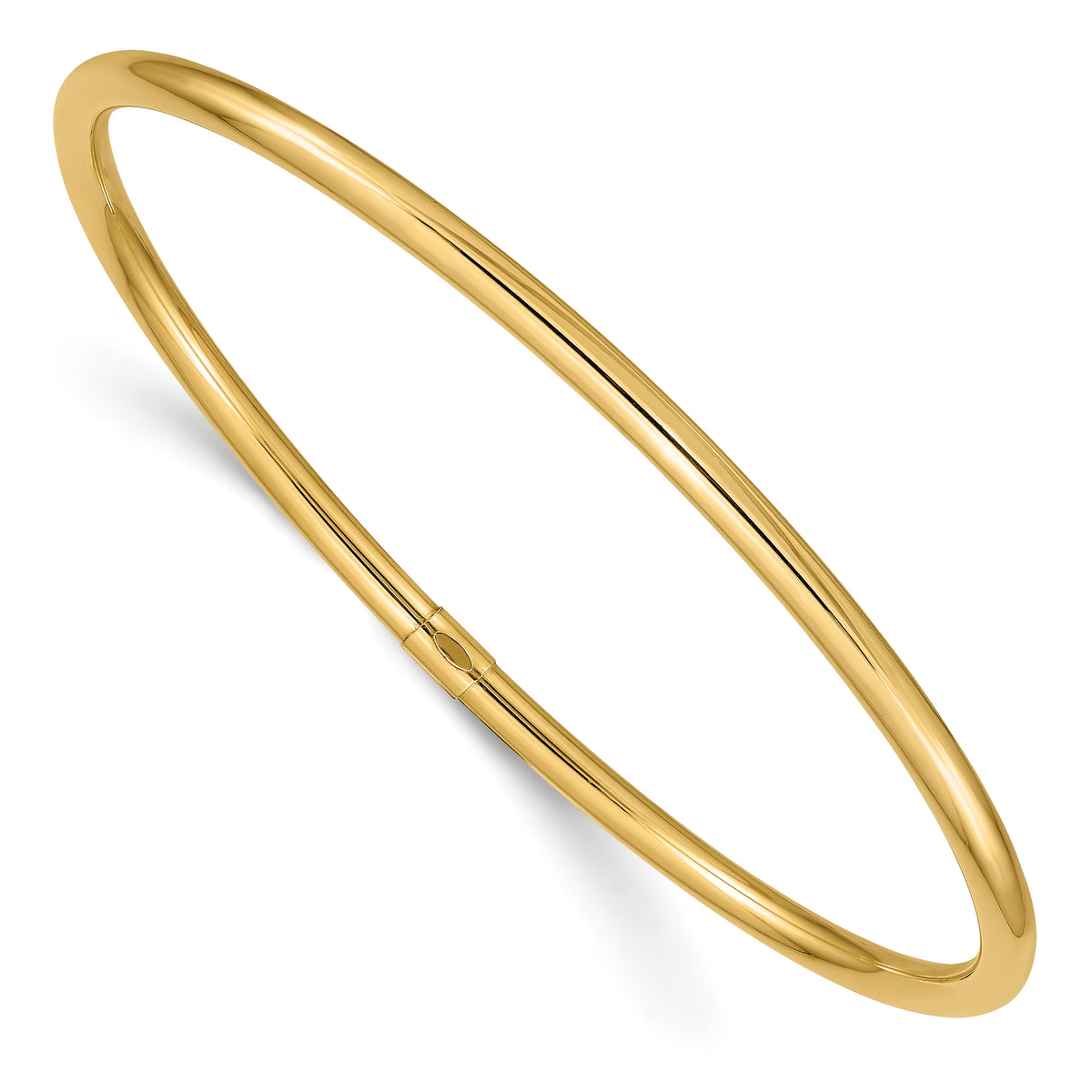 14k Yellow Gold Polished Round Tube 3.00mm Slip-on Round Bangle Bracelet