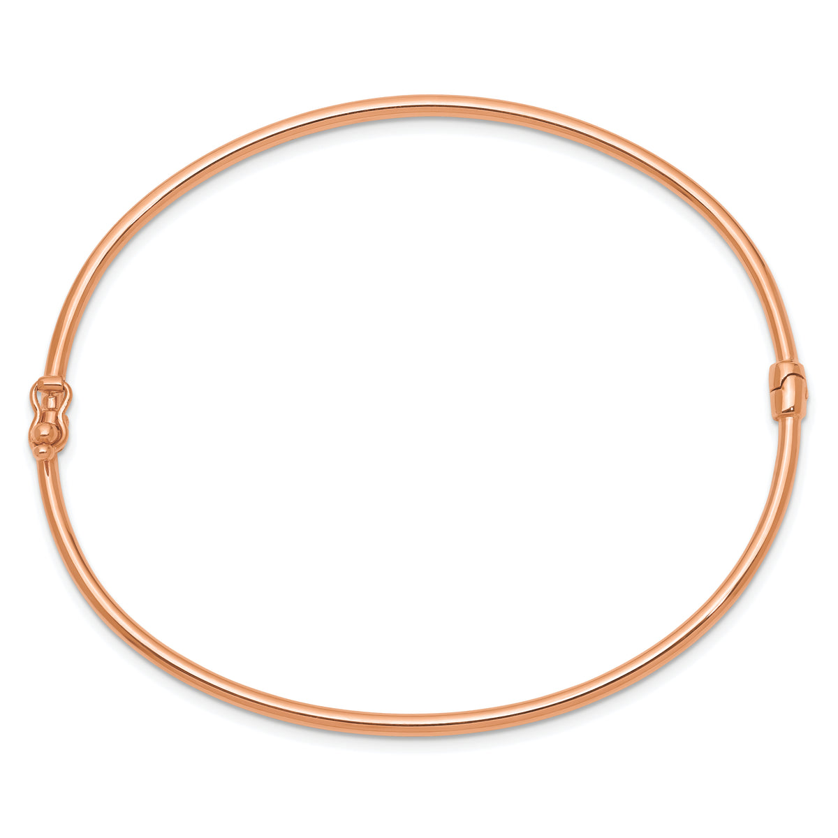 14k Rose Gold Polished 2.00mm Hinged Oval Bangle Bracelet, view 2