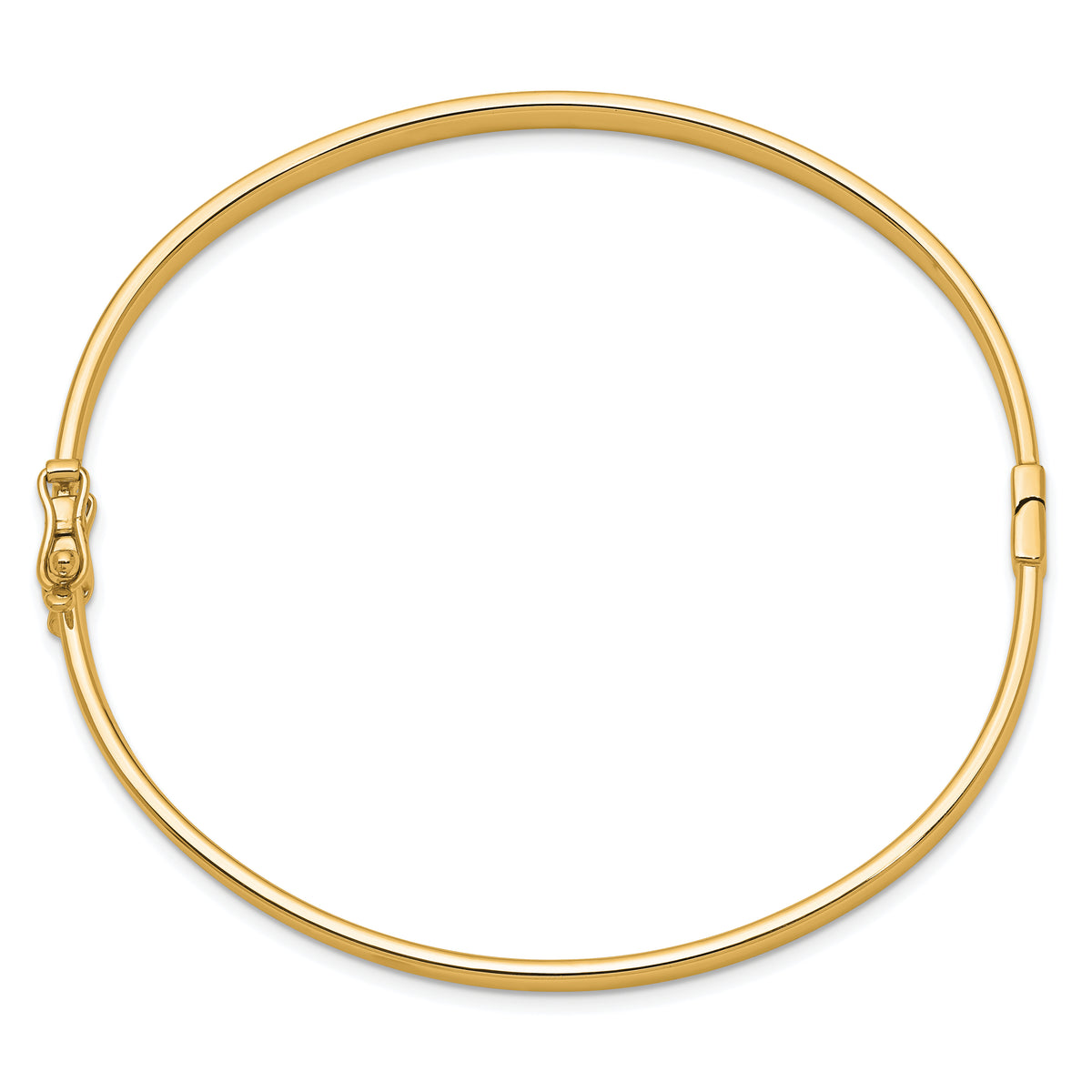14k Yellow Gold Polished 4.00mm Hinged Oval Bangle Bracelet, view 2