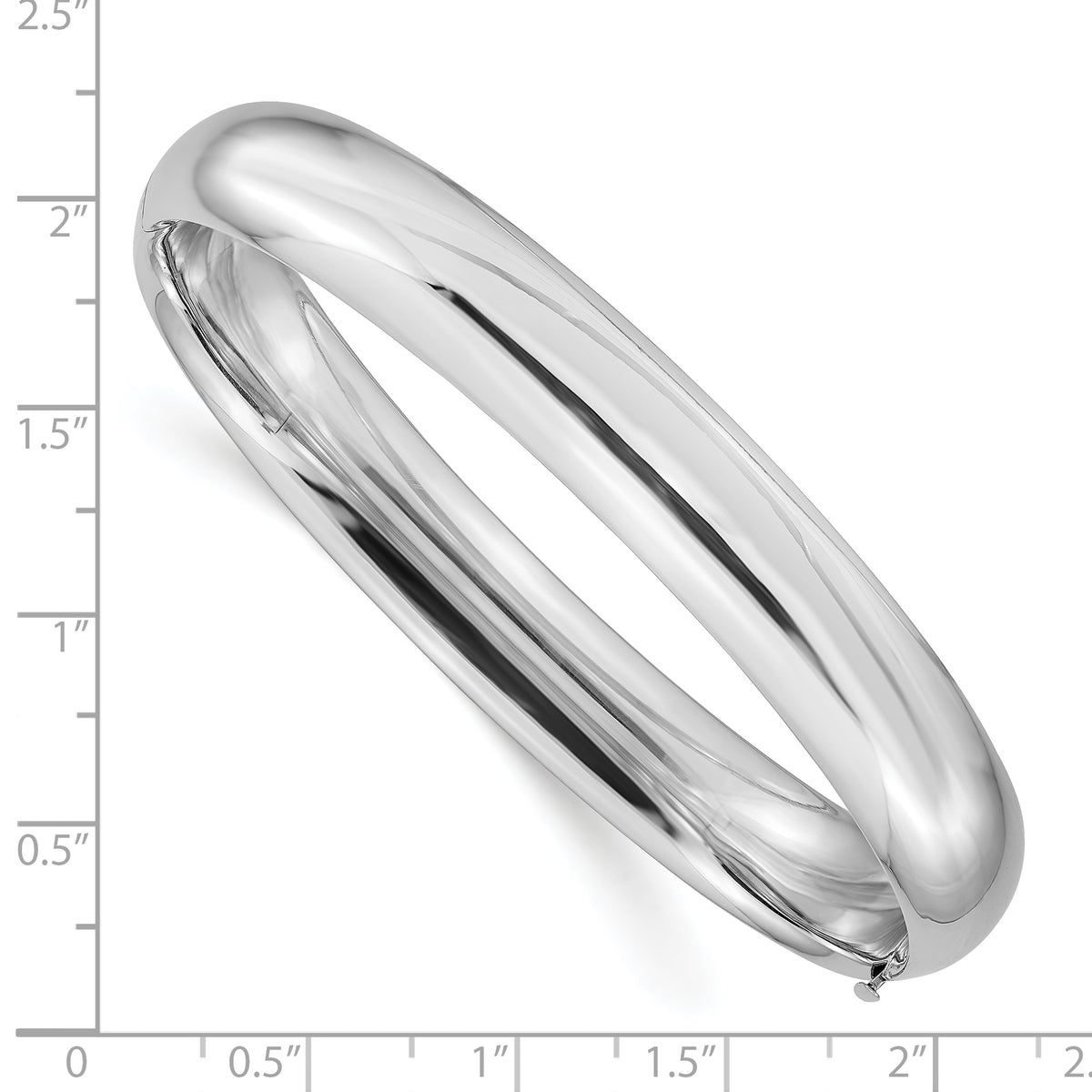 Gold High Polished Hinged Bangle - 14k White Gold / 10 mm / 7.5 in