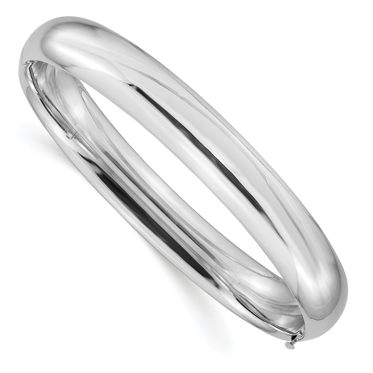 Gold High Polished Hinged Bangle - 14k White Gold / 10 mm / 7.5 in