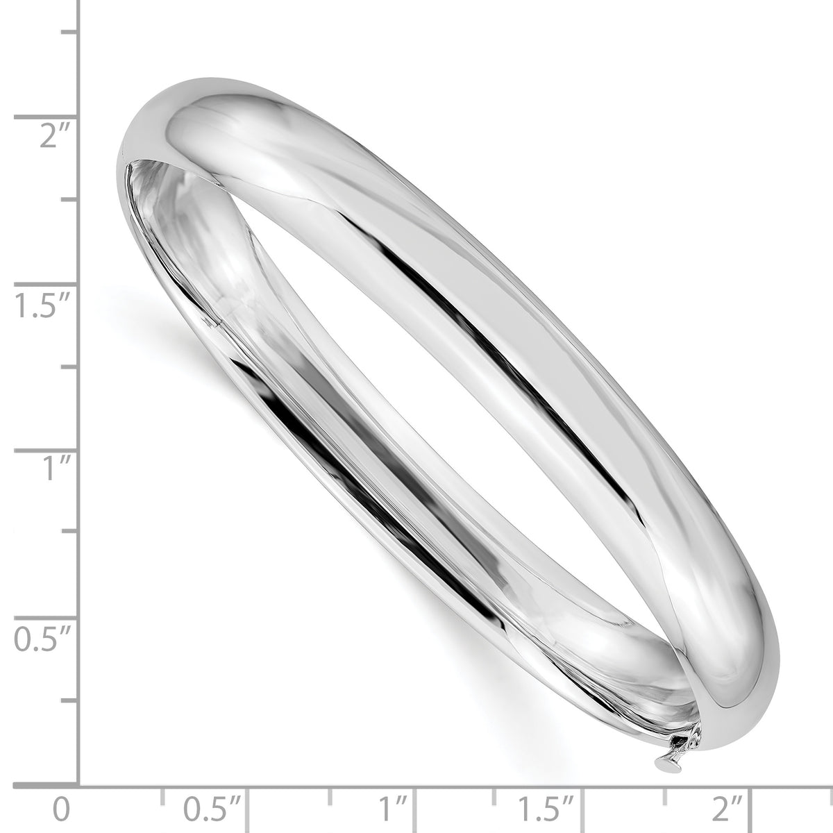 Gold High Polished Hinged Bangle - 14k White Gold / 8 mm / 7 in