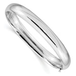Gold High Polished Hinged Bangle - 14k White Gold / 8 mm / 7 in