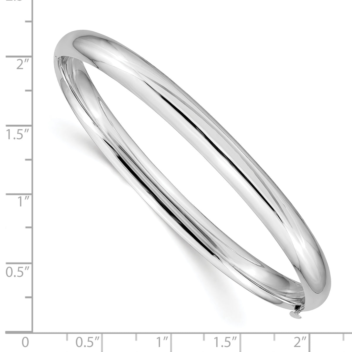 Gold High Polished Hinged Bangle - 14k White Gold / 6 mm / 7 in