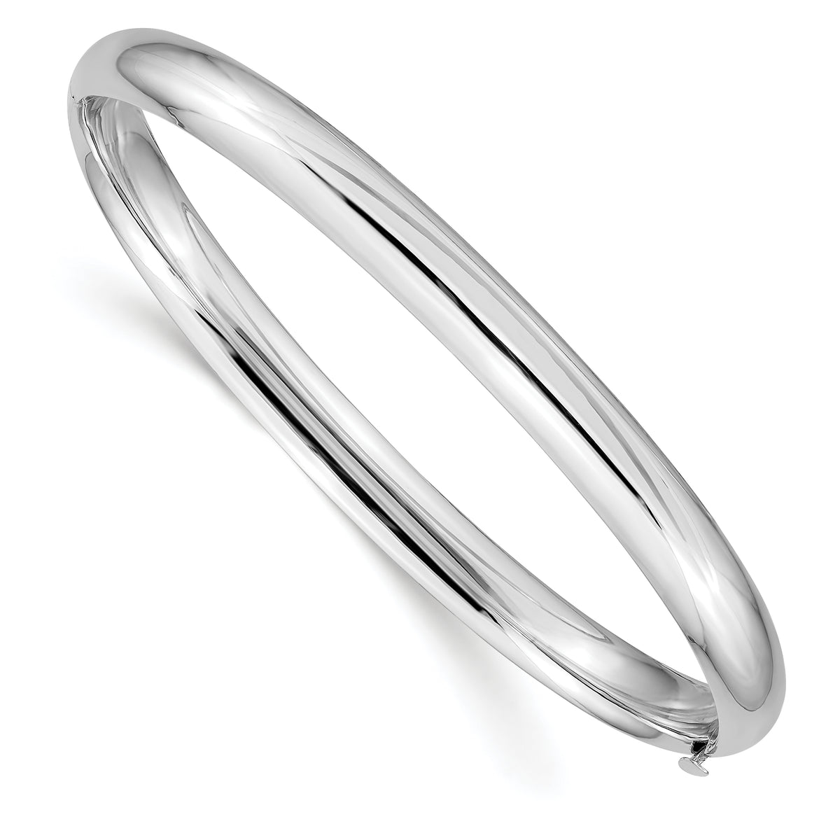 Gold High Polished Hinged Bangle - 14k White Gold / 6 mm / 7 in