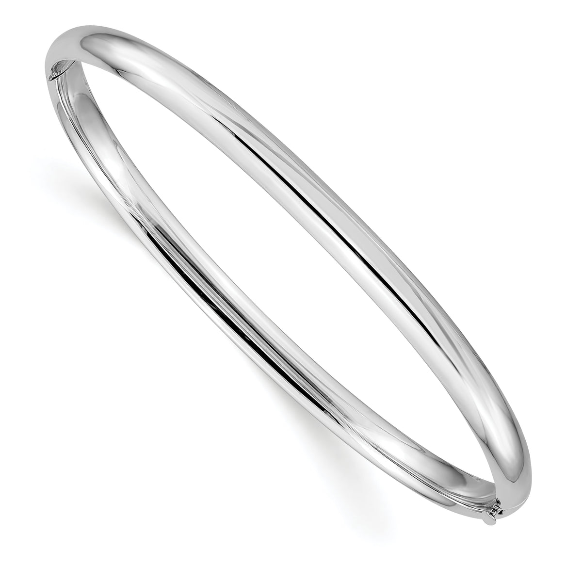 Gold High Polished Hinged Bangle - 14k White Gold / 5 mm / 7.5 in