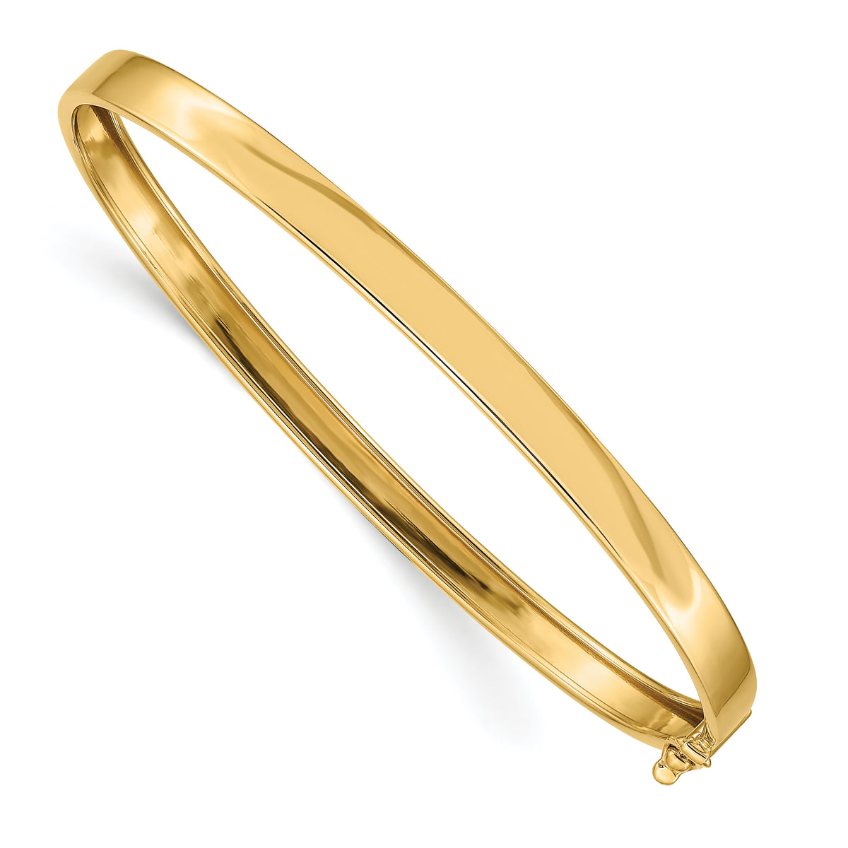 14k Yellow Gold Polished 5.00mm Flexible Oval Bangle Bracelet