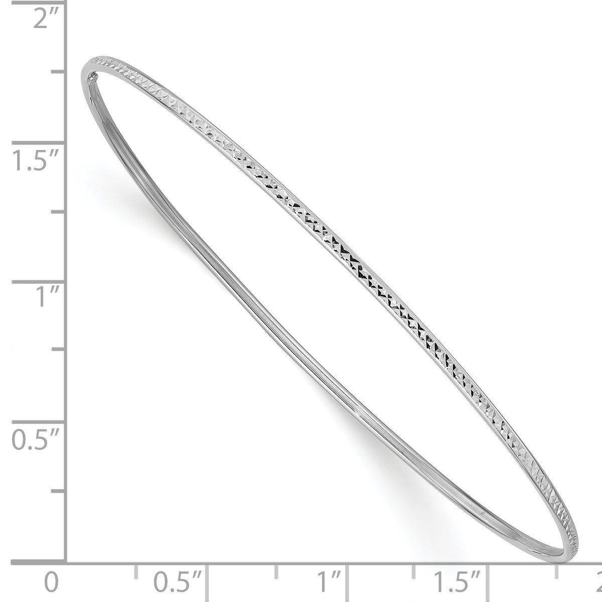 Gold Diamond-cut Slip-on Bangle - 14k White Gold