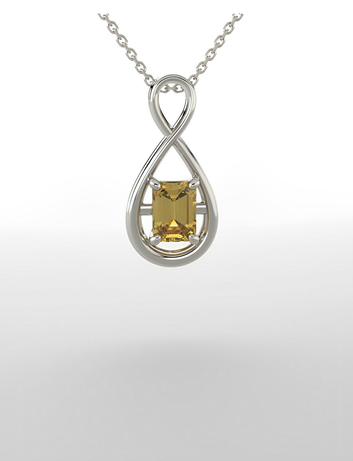 Citrine continuum silver necklace