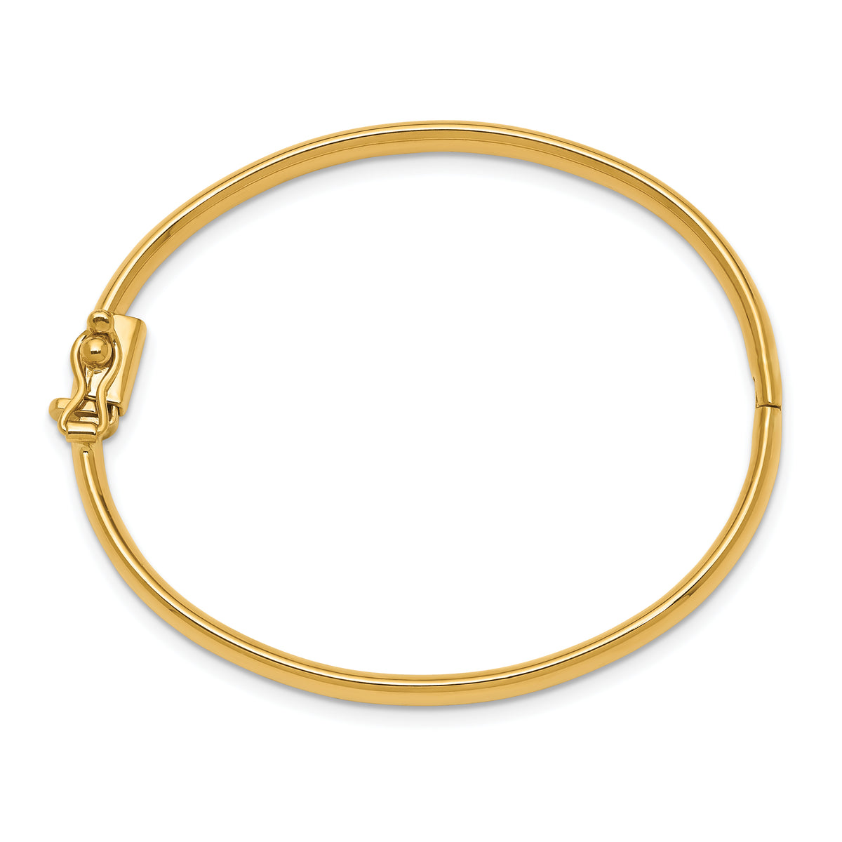 14k Yellow Gold Polished 3.75mm Hinged Safety Bangle, view 2