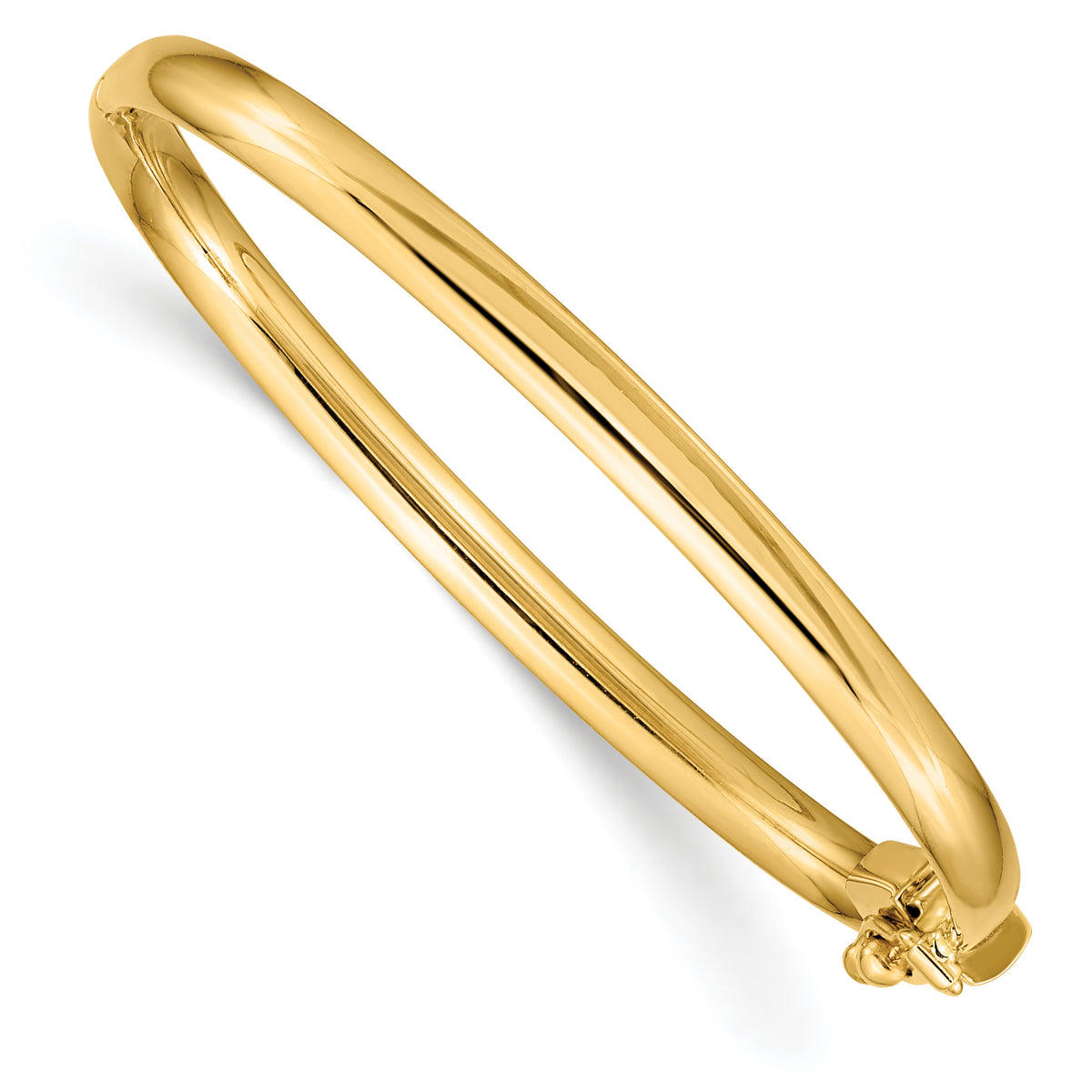14k Yellow Gold Polished 3.75mm Hinged Safety Bangle