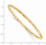 14k Yellow Gold Polished Textured 3.00mm Slip-on Round Bangle Bracelet, view 14