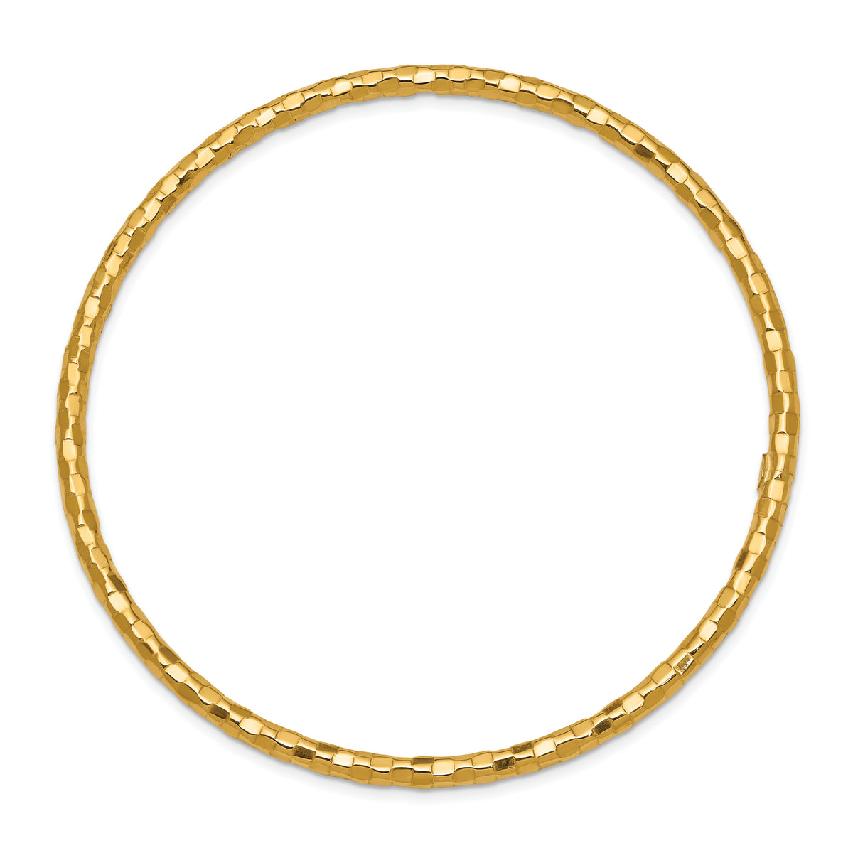 14k Yellow Gold Polished Textured 3.00mm Slip-on Round Bangle Bracelet, view 2